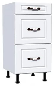 Corp inferior 40 cu 3 sertare metalice greutate Zebra MDF alb