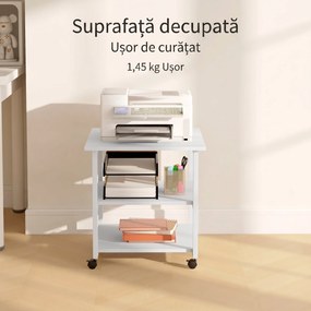 HOMCOM Suport Imprimantă cu Raft de Depozitare, Masă de Imprimantă mobilă pe roți,  50x50x52.5 cm, Alb | Aosom Romania