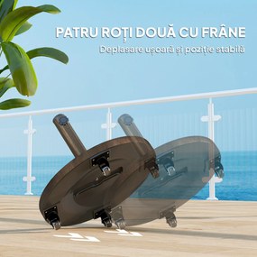 Outsunny Bază Rotundă pentru Umbrelă de Terasă cu Roți, Bază din Rășină de 21 kg, Suport Robust pentru Stâlpi de 3,3/3,8/4,8 cm pentru Exterior, Grădină, Marginea Piscinei, Bronz | Aosom Romania