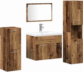 vidaXL Set de mobilier pentru baie 4 pcs Lemn Vechi Lemn compozit