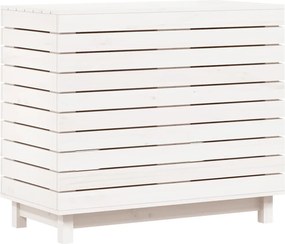 vidaXL Coș de rufe, alb, 88,5x44x76 cm, lemn masiv de pin