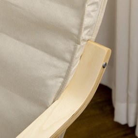 HOMCOM Fotoliu Relax cu Suport pentru Picioare Reglabil în 5 Nivele și Tetieră, 66,5x94x100 cm, Crem | Aosom Romania