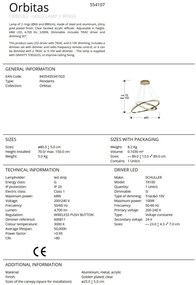 Lustra LED suspendata design circular Orbitas aurie