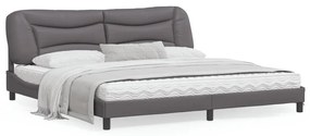 3208026 vidaXL Cadru de pat cu tăblie, gri, 200x200 cm, piele ecologică