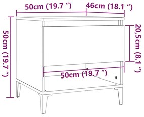 Mese laterale, 2 buc., gri sonoma, 50x46x50 cm, lemn compozit 2, sonoma gri