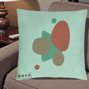Perna Decorativa Abstract Forme Coral Turcoaz, 40x40 cm, Verde Menta, Husa Detasabila, Perna Inclusa, BEKZ®