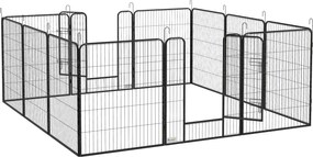 PawHut Tarc pentru pui 12 piese tarc pliabil cu 2 uși 12 panouri din oțel fiecare 80x100 cm Gri | Aosom Romania