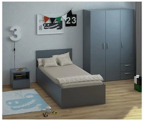 Pat de o persoană 90 cm Discutibles (grafit) (cu somieră) (cu sp. depozitare). 1116313