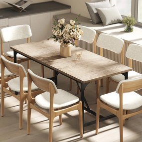 HOMCOM Masă dreptunghiulară de dining pentru 6-8 persoane masă de bucătărie stil industrial 180 x 80 x 75,5 cm efect lemn natural | Aosom Romania