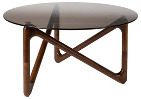 Măsuță de cafea maro rotundă cu blat din sticlă ø 80 cm Naia – Dutchbone