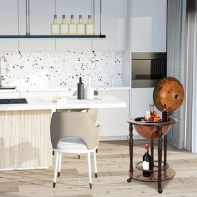 Bar in forma de Glob HOMCOM, Suport Sticle, din lemn cu 3 roți, Ф47x90cm | AOSOM RO