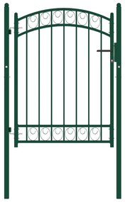 Poarta de gard cu arcada, verde, 100x125 cm, otel Verde, 100 x 125 cm