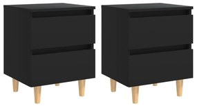 805854 vidaXL Noptiere cu picioare lemn masiv pin, 2 buc., negru, 40x35x50 cm