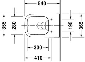 Vas WC suspendat Duravit Happy D.2 Rimless 37x54 cm evacuare orizontala