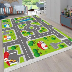 Covor copii antiderapant, 120x180 cm, Orasul Vesel