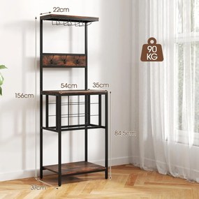 RVI6 - Rafturi Vin, 54 cm, depozitare vin, raft stil industrial, bucatarie, living, dining - Negru - Maro