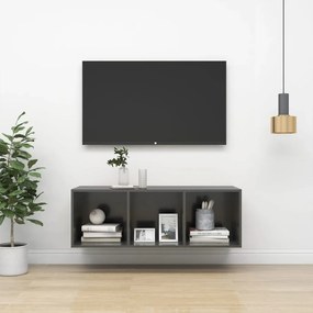 vidaXL Dulap TV montat pe perete, gri extralucios, 37x37x107 cm, PAL