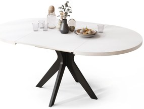 Mazzoni RENZO Alb/picior negru - MASĂ ROTUNDĂ Ø110 EXTENSIBILĂ PÂNĂ LA 180 cm | PENTRU BUCĂTĂRIE SUFRAGERIE LIVING RETRO