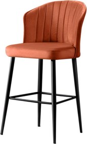 Set 4 scaune bar RUBI, caramiziu/negru, stofa catifelata/metal, 52x42x