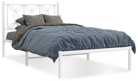 376173 vidaXL Cadru de pat din metal cu tăblie, alb, 107x203 cm