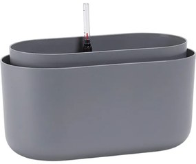 Jardinieră cu auto-irigare Plastia, gri,31 x 16 cm