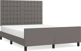 vidaXL Cadru de pat cu tăblie, gri, 140x190 cm, piele ecologică
