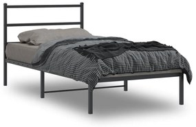 355361 vidaXL Cadru de pat din metal cu tăblie, negru, 107x203 cm