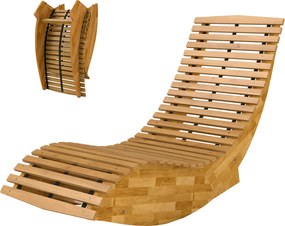 Outsunny Șezlong din lemn de acacia pliabil, ergonomic, șezlong de grădină cu formă în S și design cu lamele 60 x 156 x 77 cm | Aosom Romania