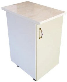 Corp inferior cu 1 usa Zebra, Alb/MDF Vanilie, cu blat Travertin, 40 x 85 x 60 cm