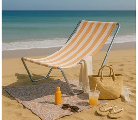 Sezlong de plaja pliabil SAND, dungi portocalii