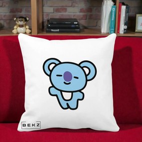 Perna Personalizata BT21 Koya Kawaii, 40x40 cm, Alba Mata, Husa Detasabila, Perna Inclusa, BEKZ®