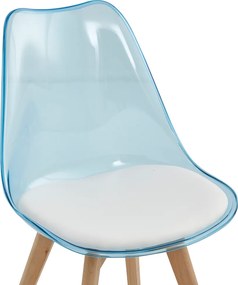 Scaun, albastru transparent, acrilic/piele ecologică/fag, BALI 2 NEW