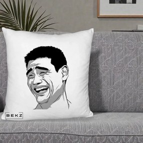 Perna Decorativa Yao Ming Meme, 40x40 cm, Alb Pufos, Husa Detasabila, Perna Inclusa, BEKZ®