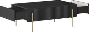 Măsuță de cafea Malmi 100 cm cu sertare - negru mat / picioare aurii