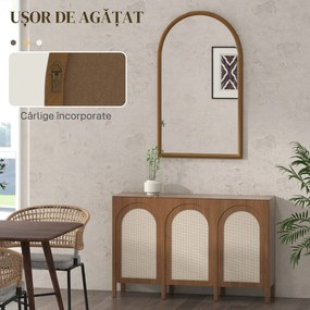 HOMCOM Oglindă de Perete Arcuită, Oglindă Arc pentru Sufragerie, Dormitor, Hol, 110x65 cm, Maro Închis | Aosom Romania