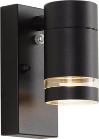 Lampă modernă de perete pentru exterior neagră IP44 cu senzor crepuscular - Ensam