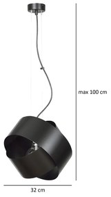 Pendul Drop Black 790/2 Emibig Lighting, Modern, E27, Polonia