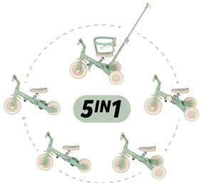 PETITE&MARS - Tricicletă 5 în 1 pentru copii TURBO LIMITED Verde Twist