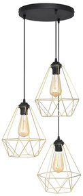 Lustră pe cablu KARO 3xE27/15W/230V auriu/negru