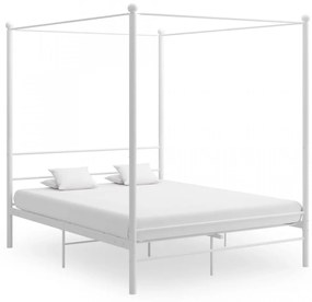 Cadru de pat cu baldachin, alb, 160x200 cm, metal