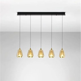 Lustra moderna cu 4 pendule LED, Metal, Sticla, Champaigne, ALISH