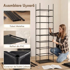 HOMCOM Pantofar 10 Etajere, Cover Antipraf, 20 Perechi, 45 x 30 x 175 cm, Negru | Aosom Romania