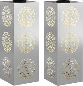 vidaXL Lumină LED Solară pentru Alei 2 pcs Argintiu Oțel galvanizat