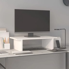 vidaXL Suport pentru monitor, alb, 50x27x15 cm, lemn masiv pin