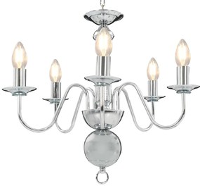 vidaXL Candelabru, argintiu, 5 becuri E14