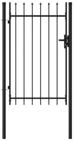 Poarta de gard cu o usa, varf ascutit, negru, 1 x 1,5 m, otel