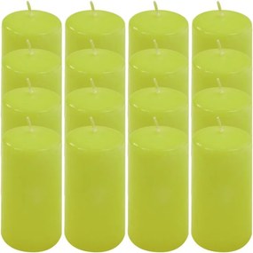 Set de lumânări stâlp, 10 cm, Ø 5 cm, verde deschis, 16 buc.