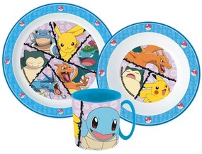 Pokémon set de masă, set micro plastic cu cană 265 ml