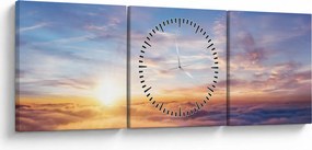 Tablou - Apus de soare deasupra norilor (cu ceas) (90x30 cm)