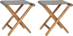 vidaXL Scaune pliabile, 2 buc., gri închis, lemn masiv de tec & textil